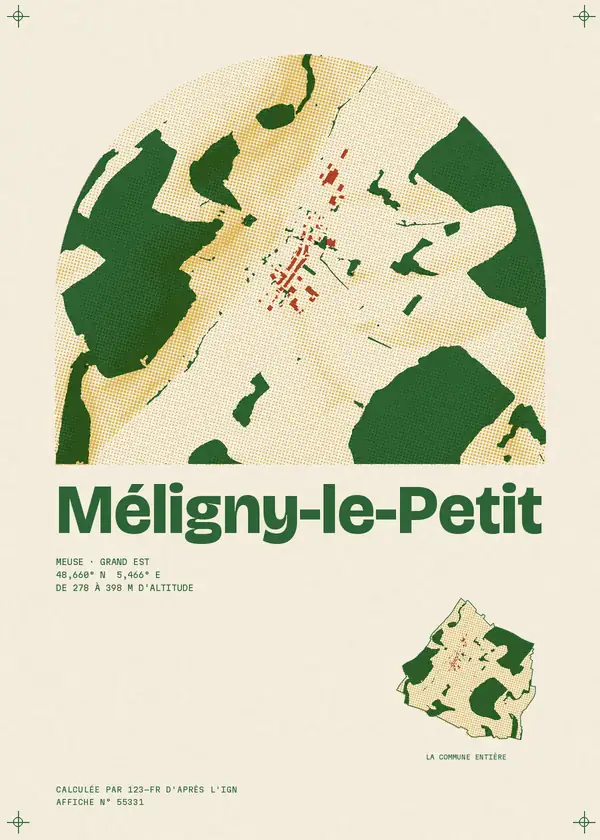 Affiche de Méligny-le-Petit, calculée par 123-fr d'après l'IGN