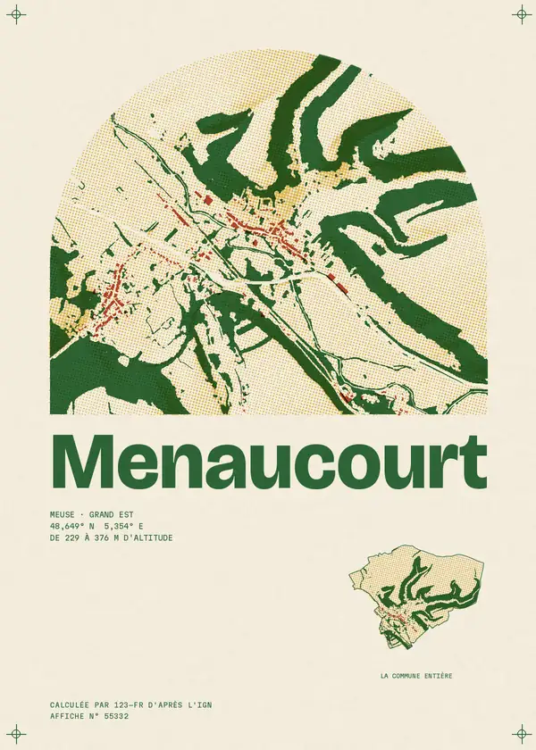 Affiche de Menaucourt, calculée par 123-fr d'après l'IGN