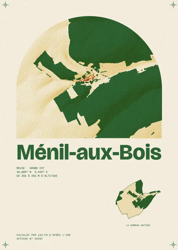 Affiche de Ménil-aux-Bois, calculée par 123-fr d'après l'IGN