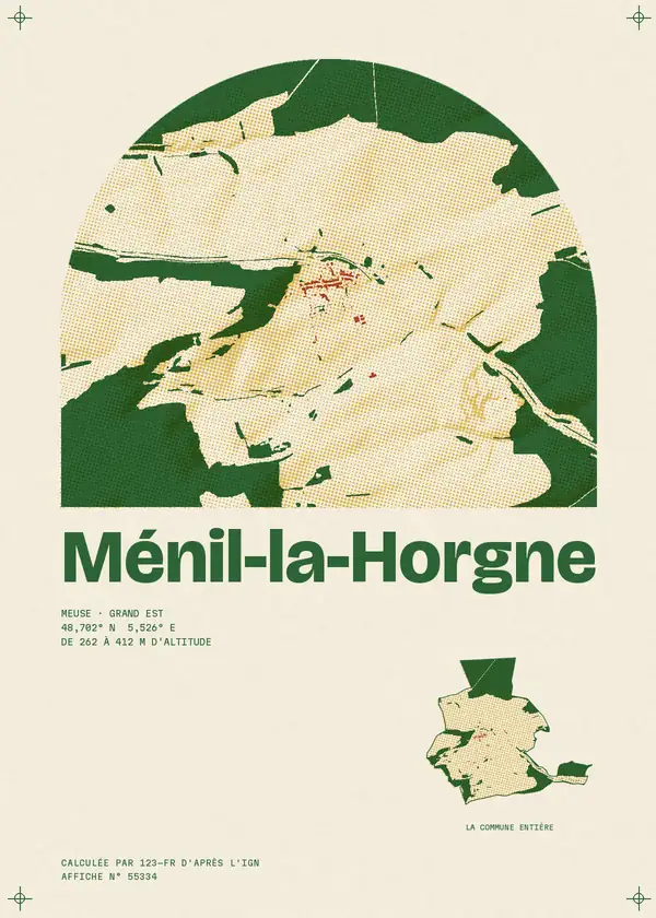 Affiche de Ménil-la-Horgne, calculée par 123-fr d'après l'IGN