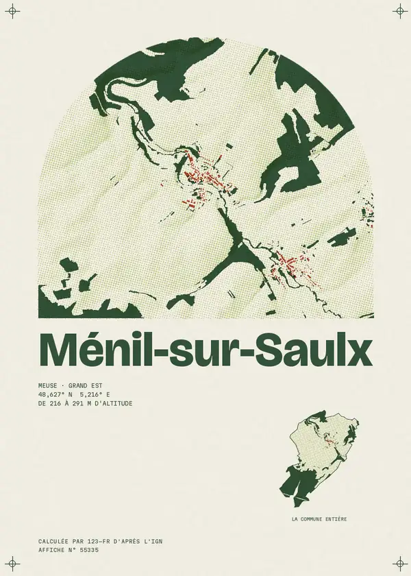 Affiche de Ménil-sur-Saulx, calculée par 123-fr d'après l'IGN