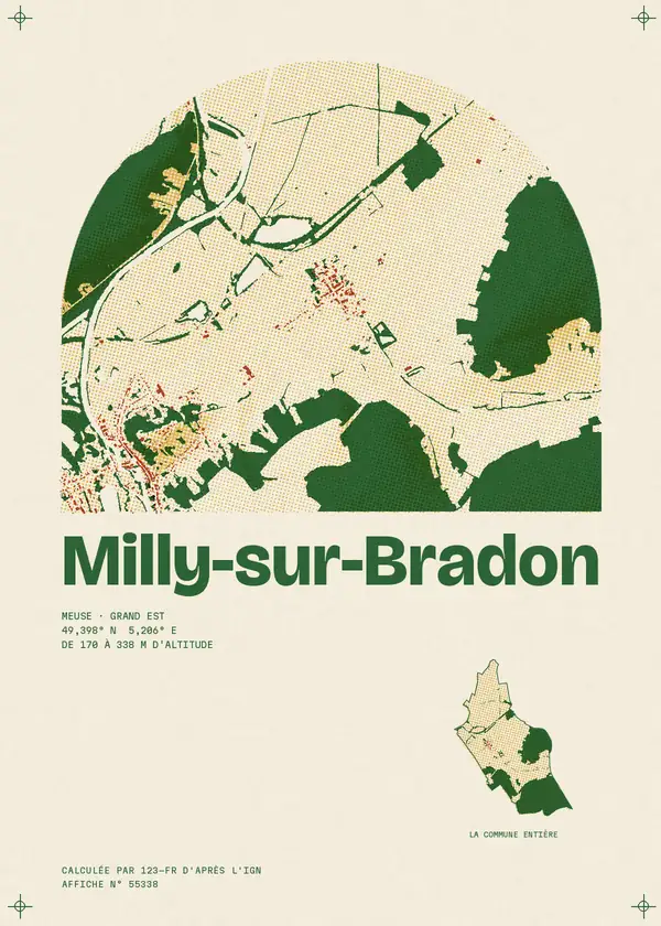 Affiche de Milly-sur-Bradon, calculée par 123-fr d'après l'IGN