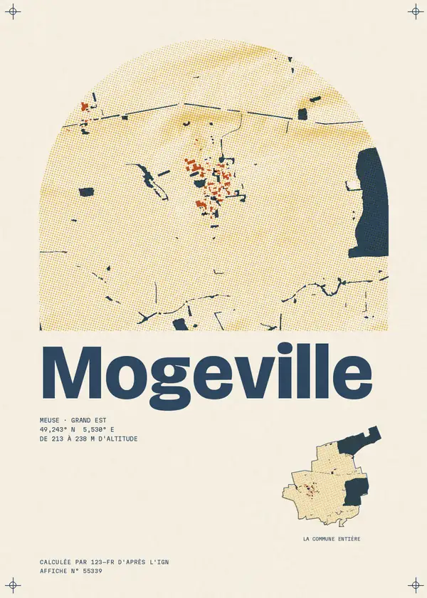 Affiche de Mogeville, calculée par 123-fr d'après l'IGN