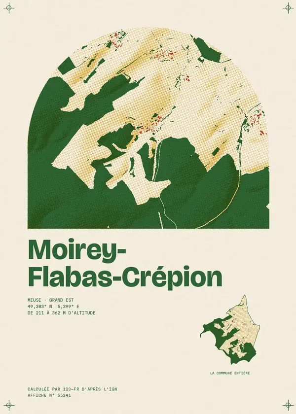 Affiche de Moirey-Flabas-Crépion, calculée par 123-fr d'après l'IGN