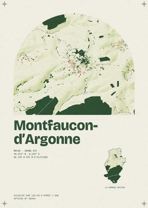 Affiche de Montfaucon-d'Argonne, calculée par 123-fr d'après l'IGN