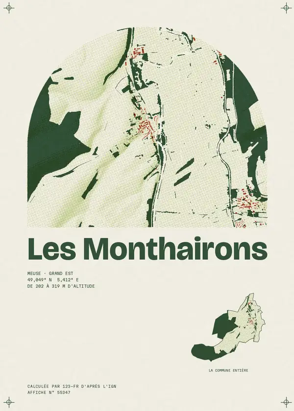 Affiche de Les Monthairons, calculée par 123-fr d'après l'IGN