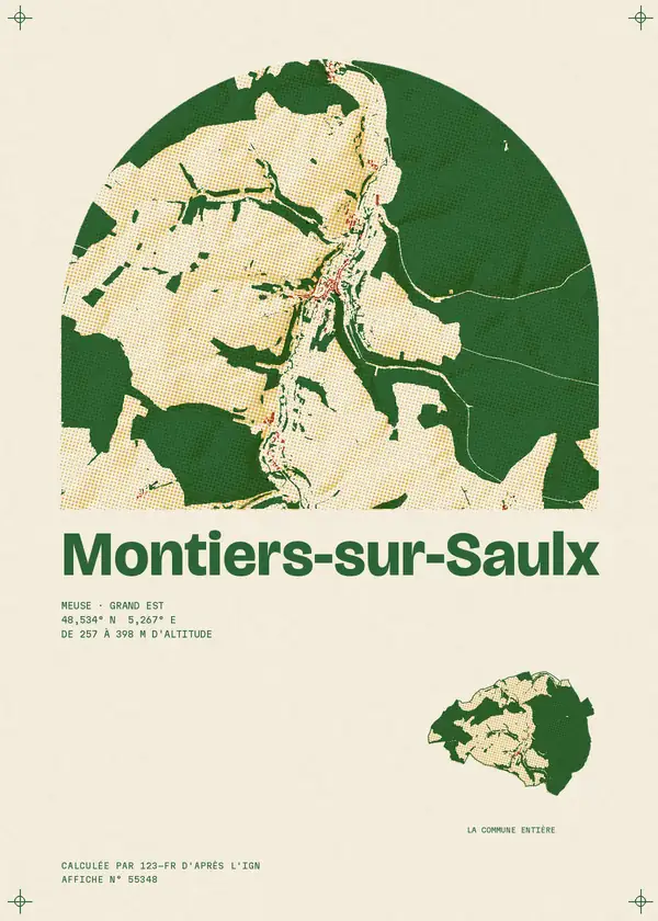 Affiche de Montiers-sur-Saulx, calculée par 123-fr d'après l'IGN