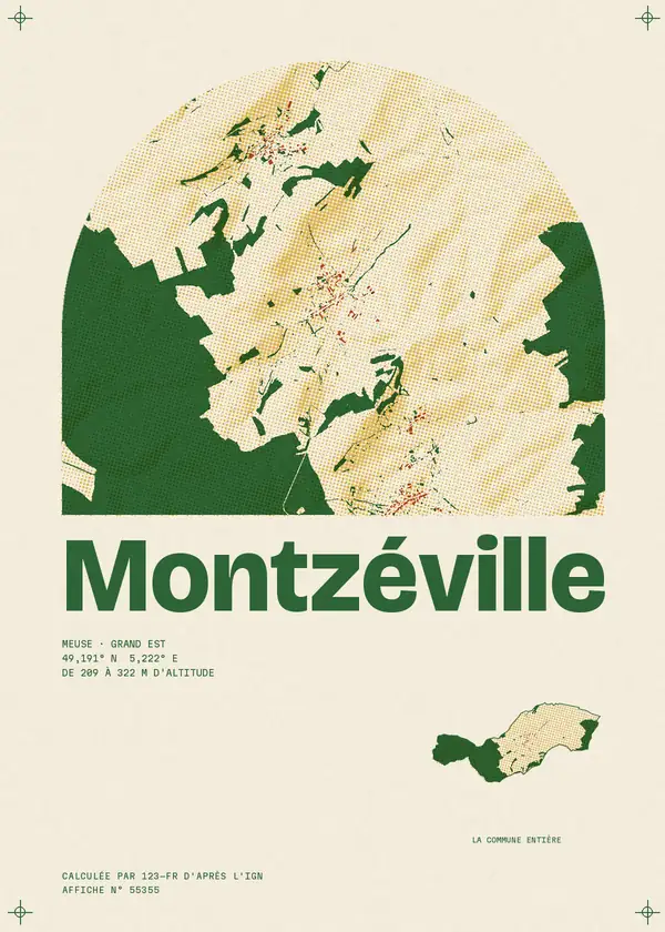 Affiche de Montzéville, calculée par 123-fr d'après l'IGN