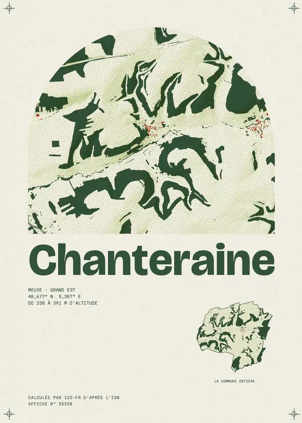 Affiche de Chanteraine, calculée par 123-fr d'après l'IGN