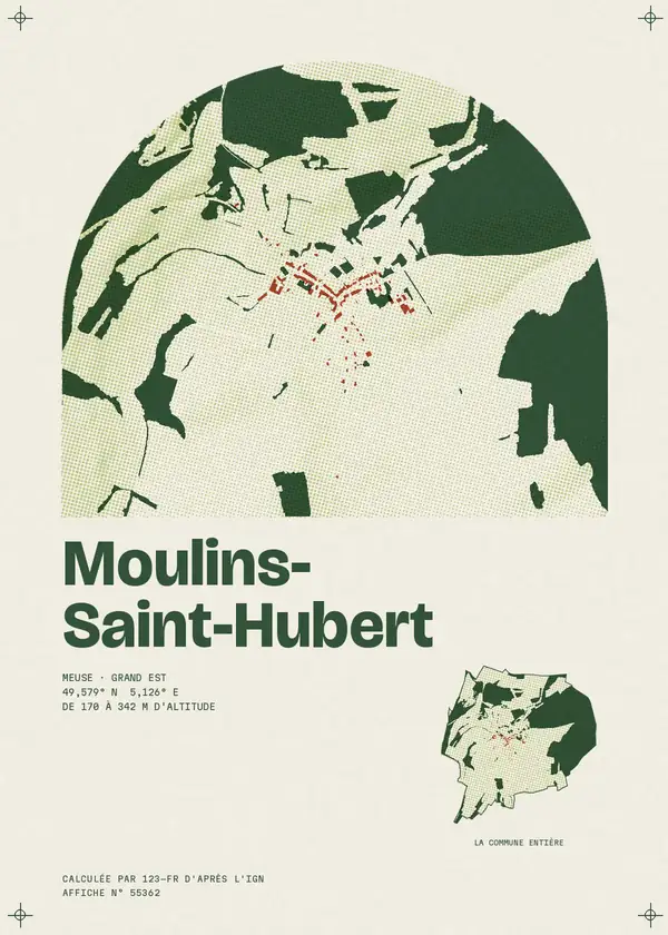 Affiche de Moulins-Saint-Hubert, calculée par 123-fr d'après l'IGN