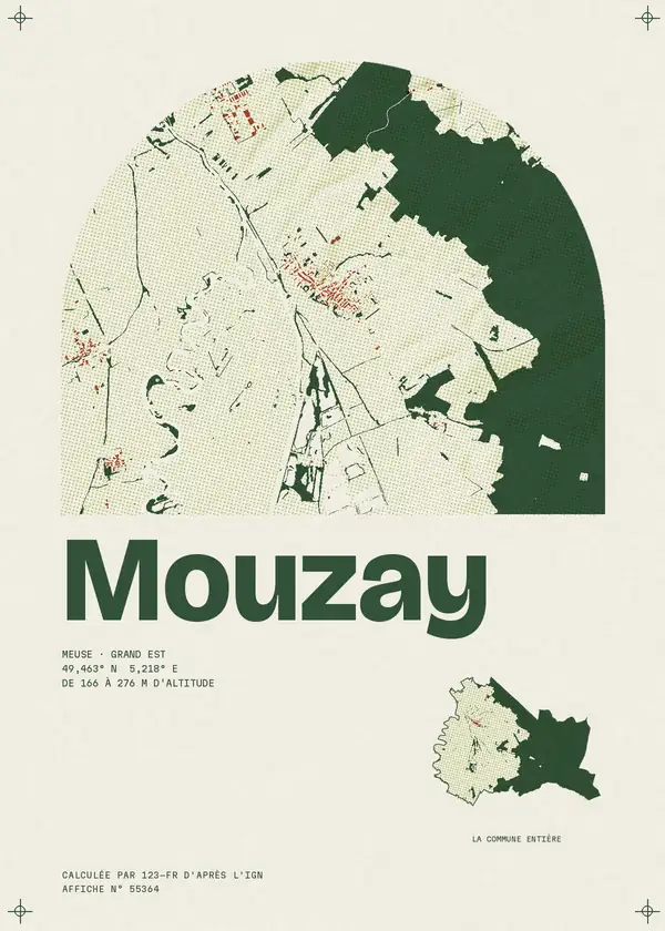 Affiche de Mouzay, calculée par 123-fr d'après l'IGN