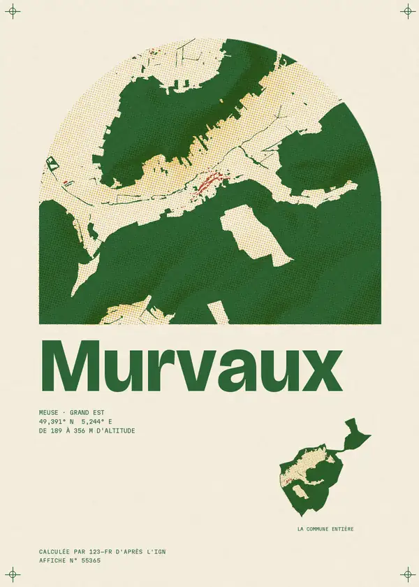 Affiche de Murvaux, calculée par 123-fr d'après l'IGN