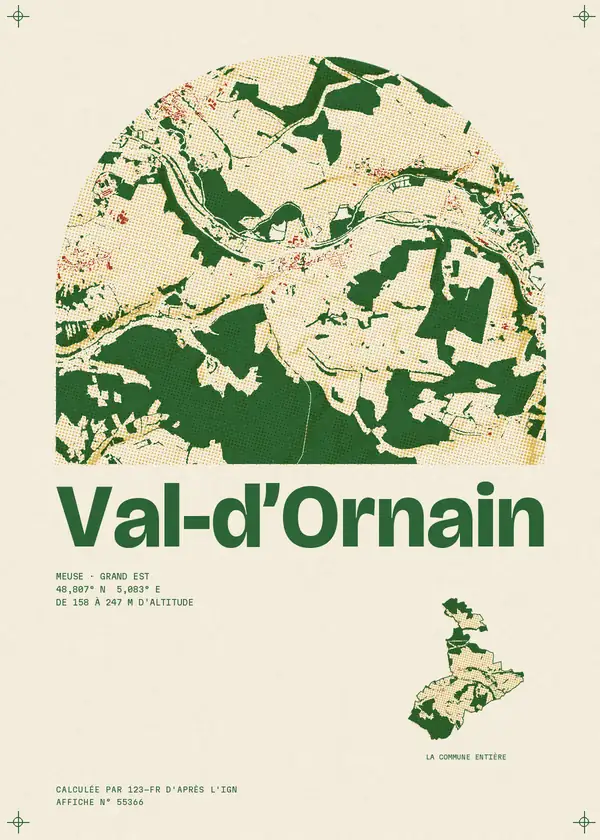 Affiche de Val-d'Ornain, calculée par 123-fr d'après l'IGN