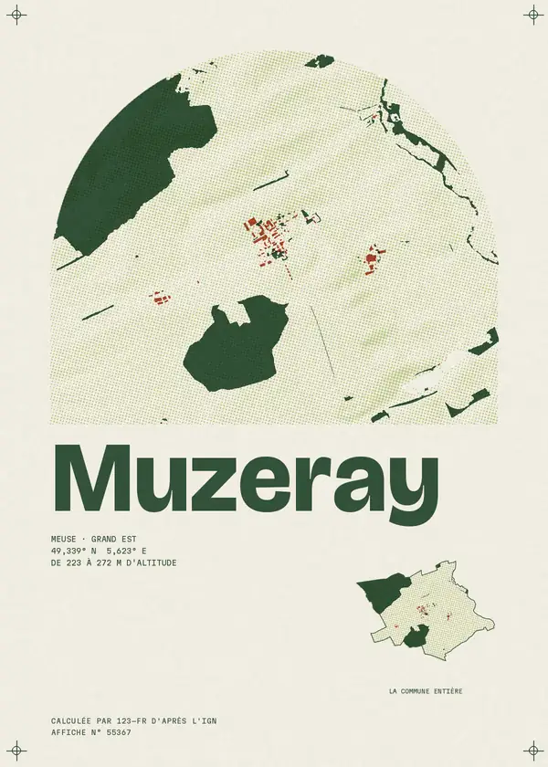 Affiche de Muzeray, calculée par 123-fr d'après l'IGN