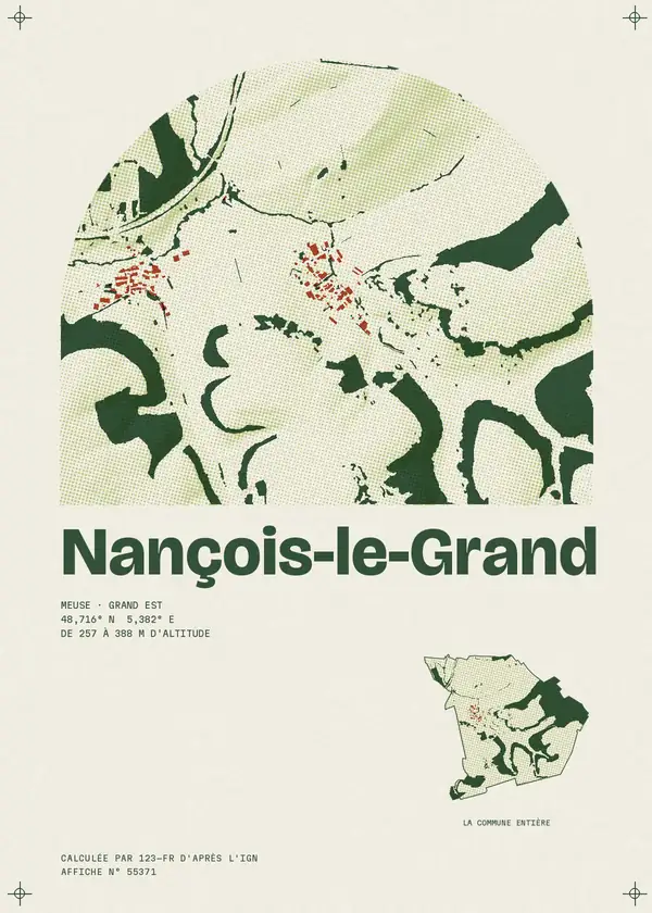 Affiche de Nançois-le-Grand, calculée par 123-fr d'après l'IGN