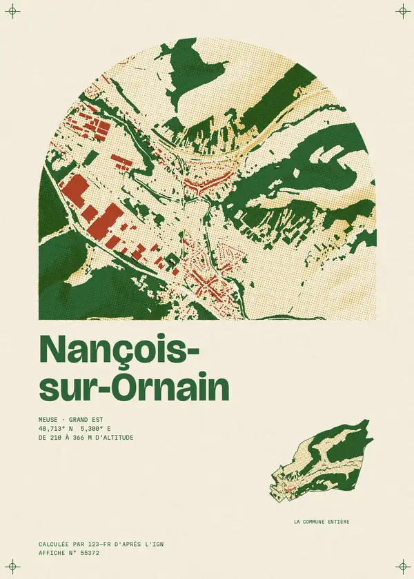 Affiche de Nançois-sur-Ornain, calculée par 123-fr d'après l'IGN