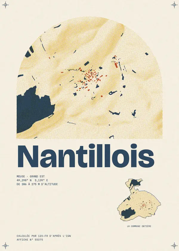 Affiche de Nantillois, calculée par 123-fr d'après l'IGN