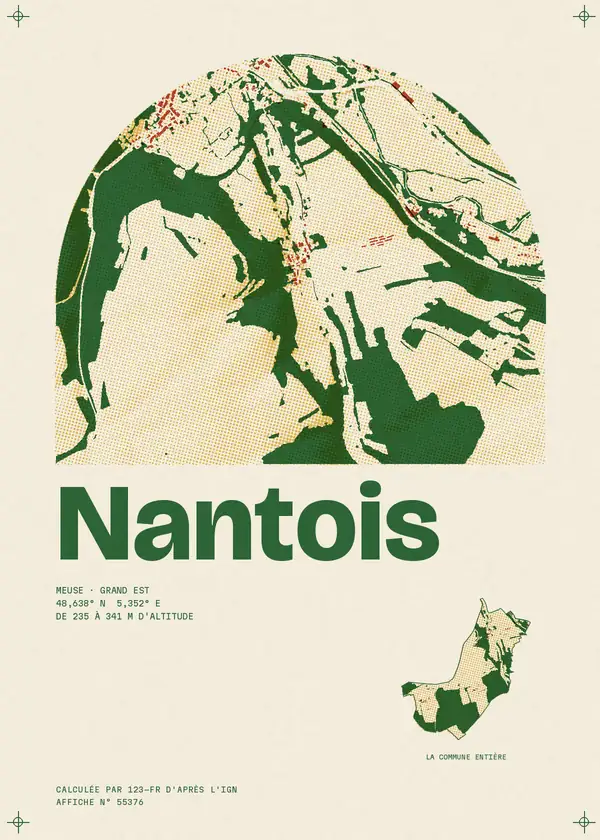 Affiche de Nantois, calculée par 123-fr d'après l'IGN