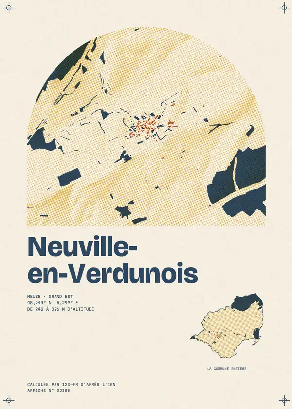 Affiche de Neuville-en-Verdunois, calculée par 123-fr d'après l'IGN