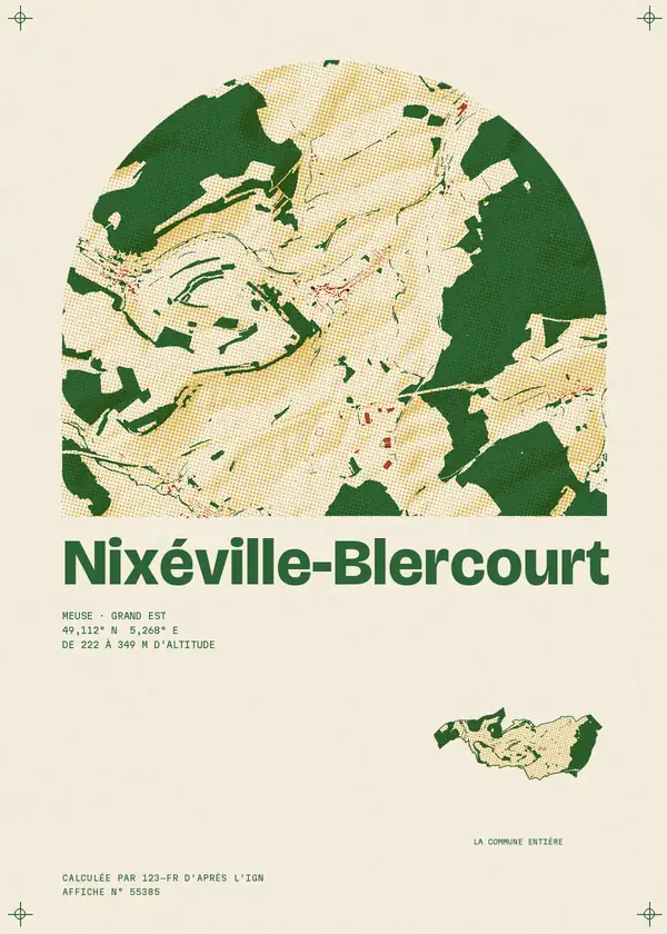 Affiche de Nixéville-Blercourt, calculée par 123-fr d'après l'IGN