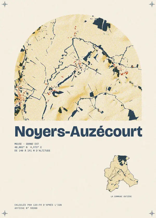 Affiche de Noyers-Auzécourt, calculée par 123-fr d'après l'IGN