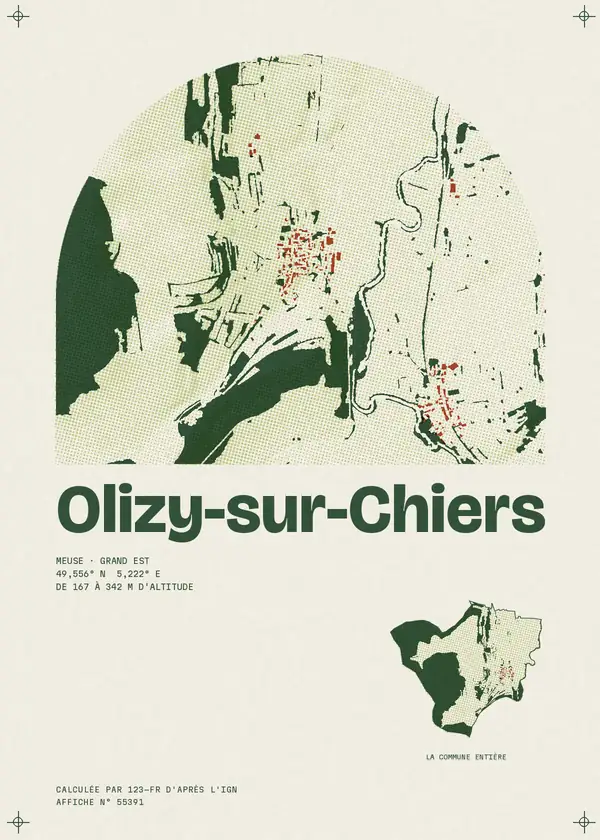 Affiche de Olizy-sur-Chiers, calculée par 123-fr d'après l'IGN