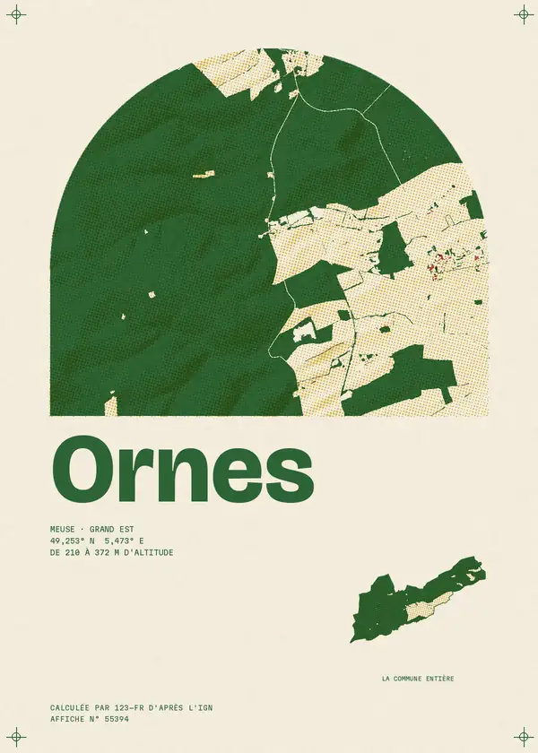 Affiche de Ornes, calculée par 123-fr d'après l'IGN