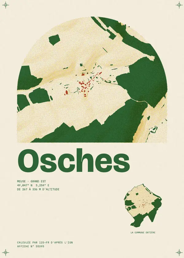 Affiche de Osches, calculée par 123-fr d'après l'IGN