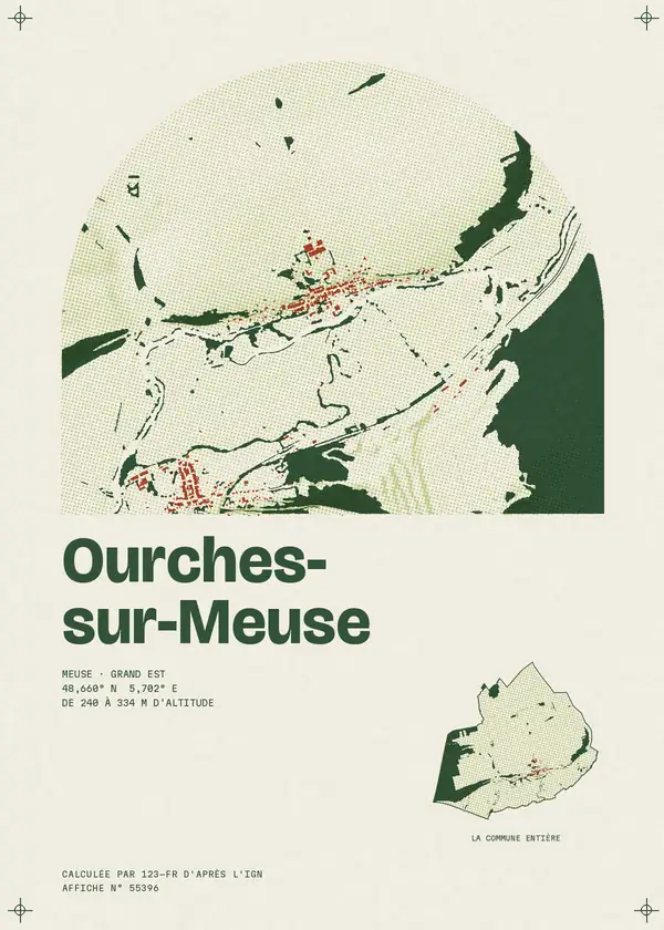 Affiche de Ourches-sur-Meuse, calculée par 123-fr d'après l'IGN