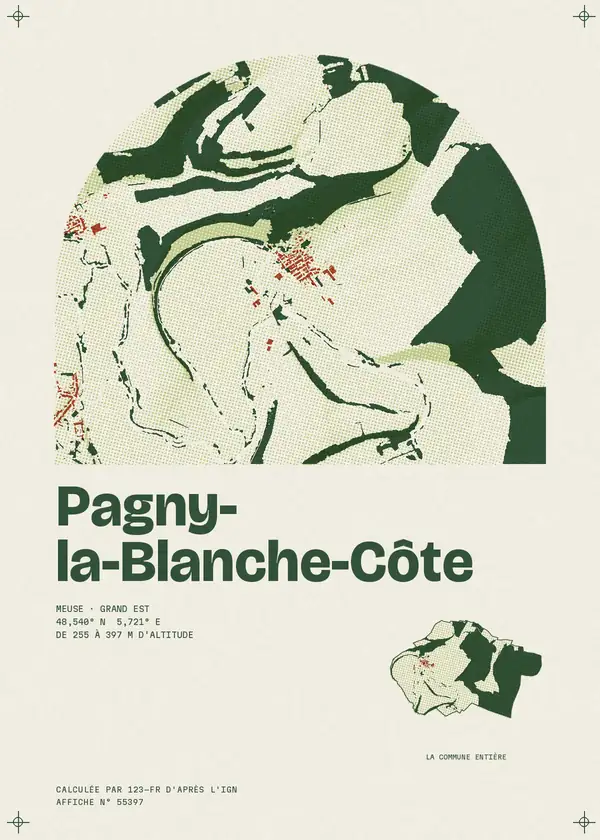 Affiche de Pagny-la-Blanche-Côte, calculée par 123-fr d'après l'IGN