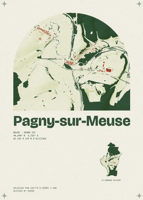 Affiche de Pagny-sur-Meuse, calculée par 123-fr d'après l'IGN