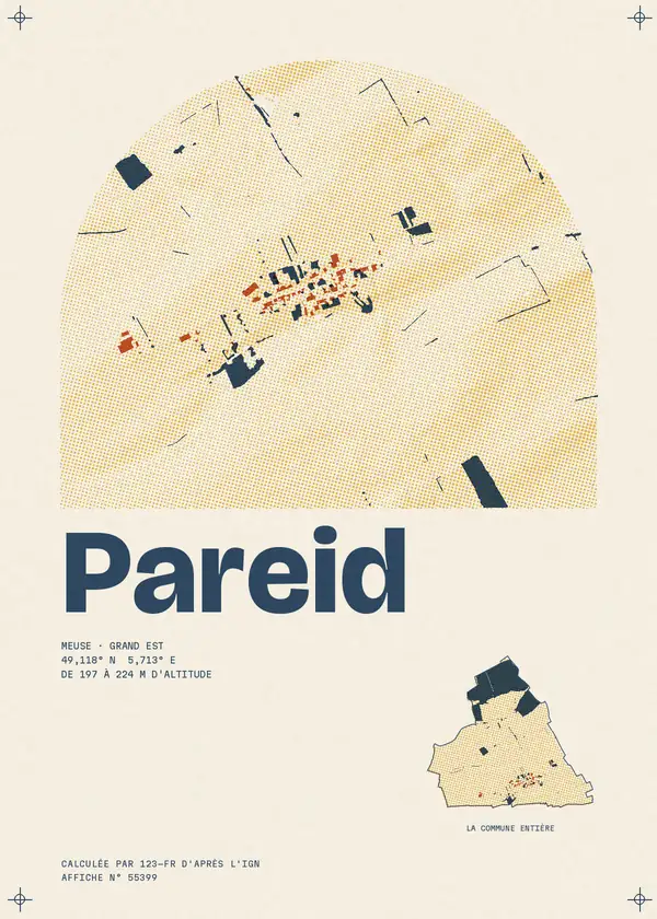 Affiche de Pareid, calculée par 123-fr d'après l'IGN