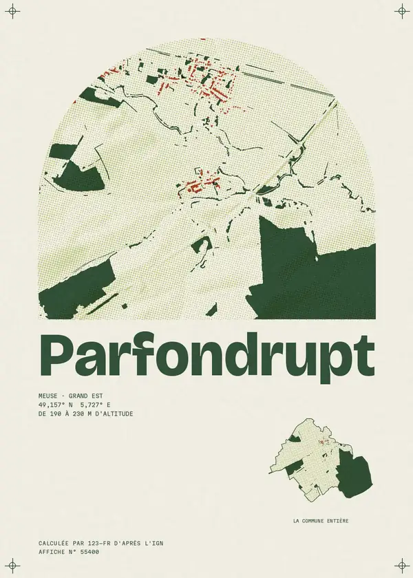 Affiche de Parfondrupt, calculée par 123-fr d'après l'IGN