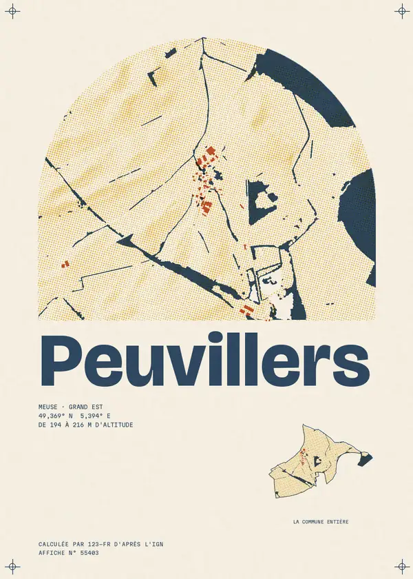 Affiche de Peuvillers, calculée par 123-fr d'après l'IGN