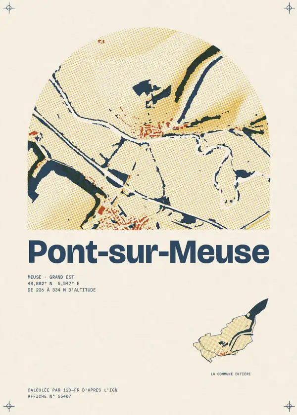Affiche de Pont-sur-Meuse, calculée par 123-fr d'après l'IGN