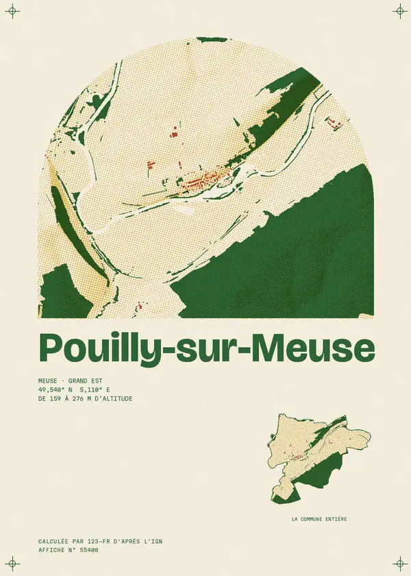 Affiche de Pouilly-sur-Meuse, calculée par 123-fr d'après l'IGN