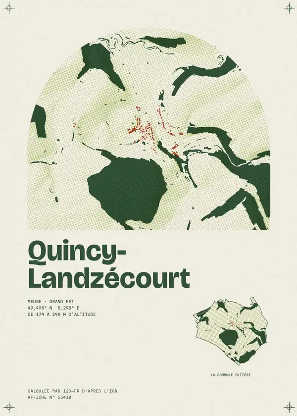 Affiche de Quincy-Landzécourt, calculée par 123-fr d'après l'IGN