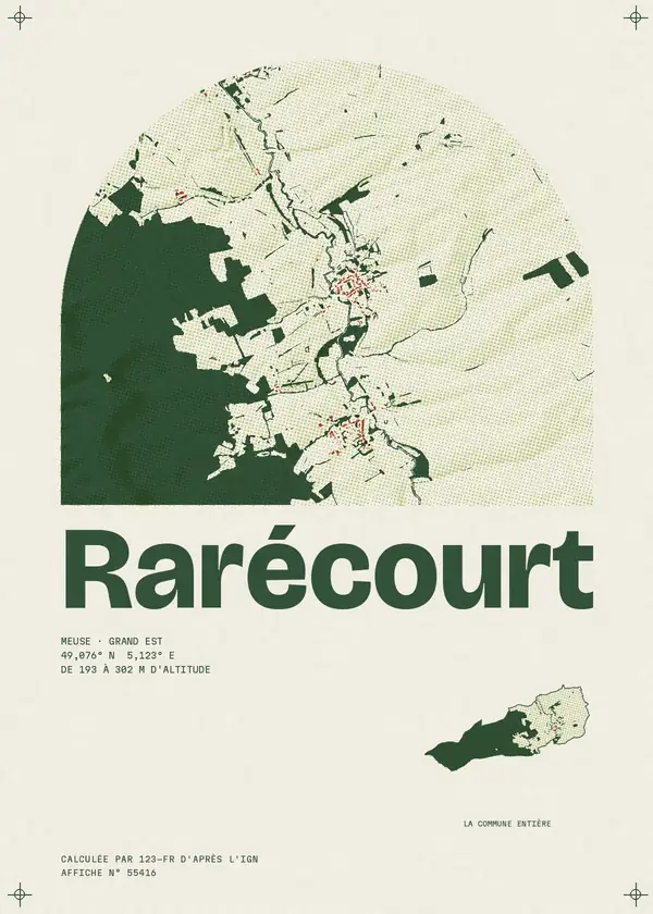 Affiche de Rarécourt, calculée par 123-fr d'après l'IGN