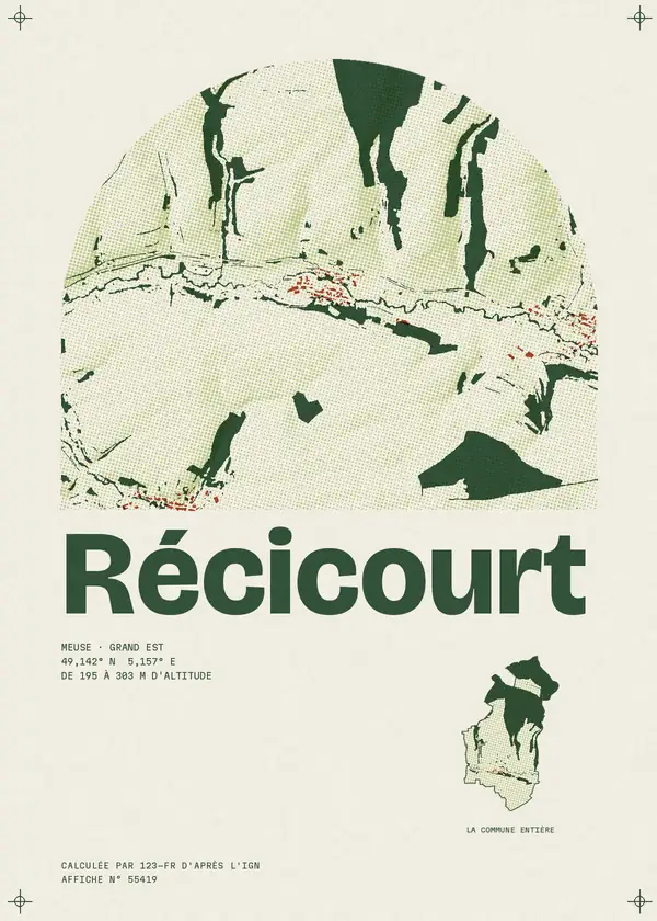 Affiche de Récicourt, calculée par 123-fr d'après l'IGN