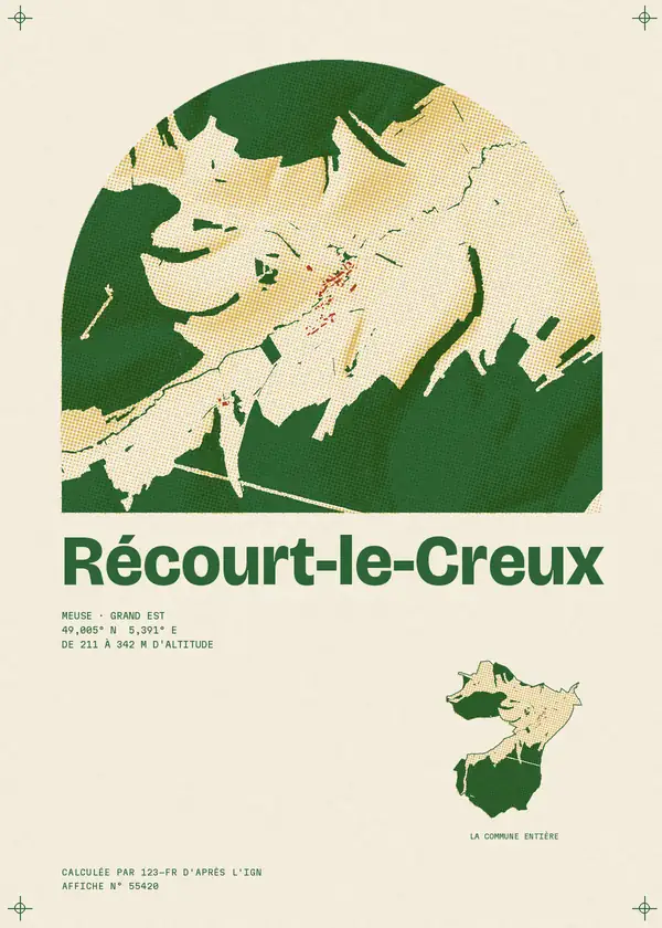 Affiche de Récourt-le-Creux, calculée par 123-fr d'après l'IGN