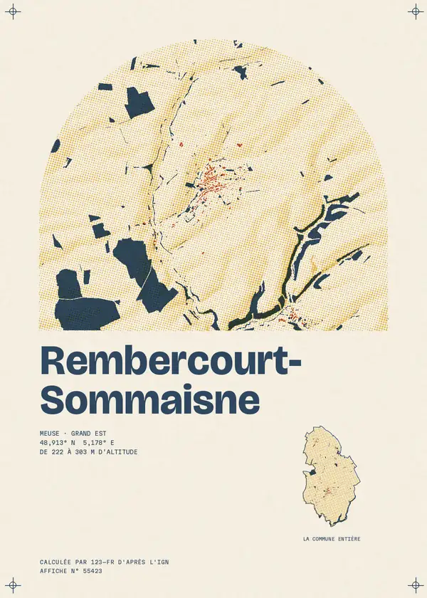 Affiche de Rembercourt-Sommaisne, calculée par 123-fr d'après l'IGN