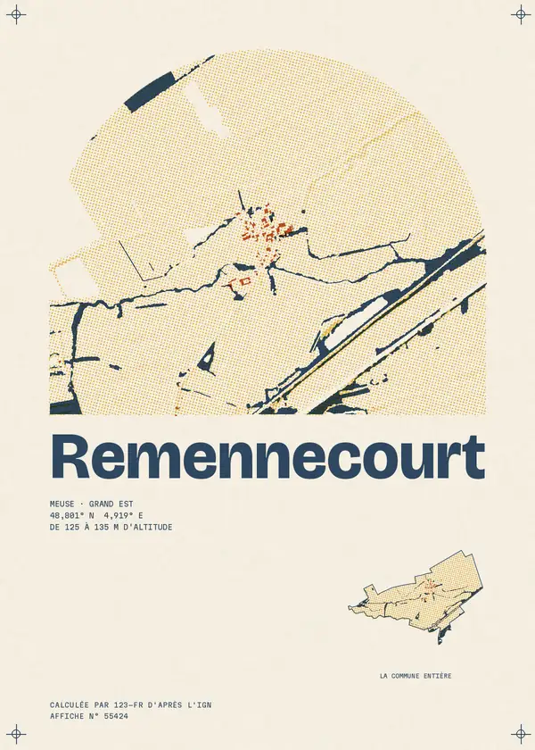 Affiche de Remennecourt, calculée par 123-fr d'après l'IGN