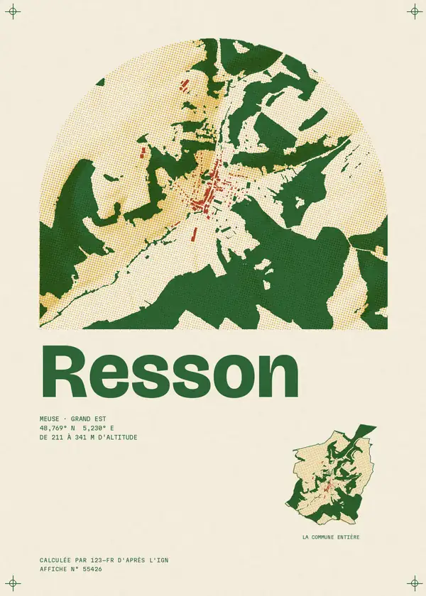 Affiche de Resson, calculée par 123-fr d'après l'IGN