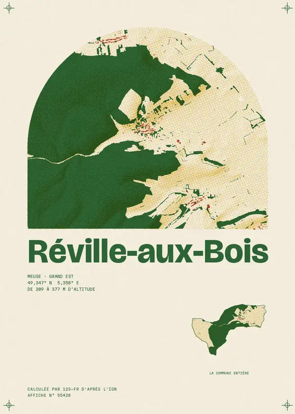 Affiche de Réville-aux-Bois, calculée par 123-fr d'après l'IGN