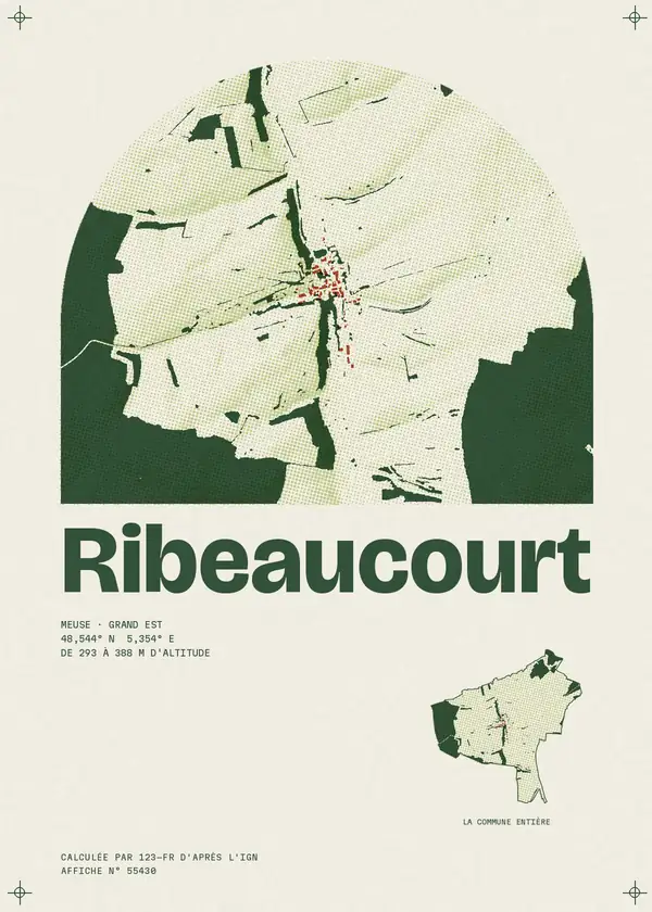 Affiche de Ribeaucourt, calculée par 123-fr d'après l'IGN