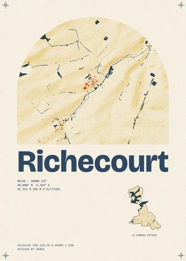 Affiche de Richecourt, calculée par 123-fr d'après l'IGN