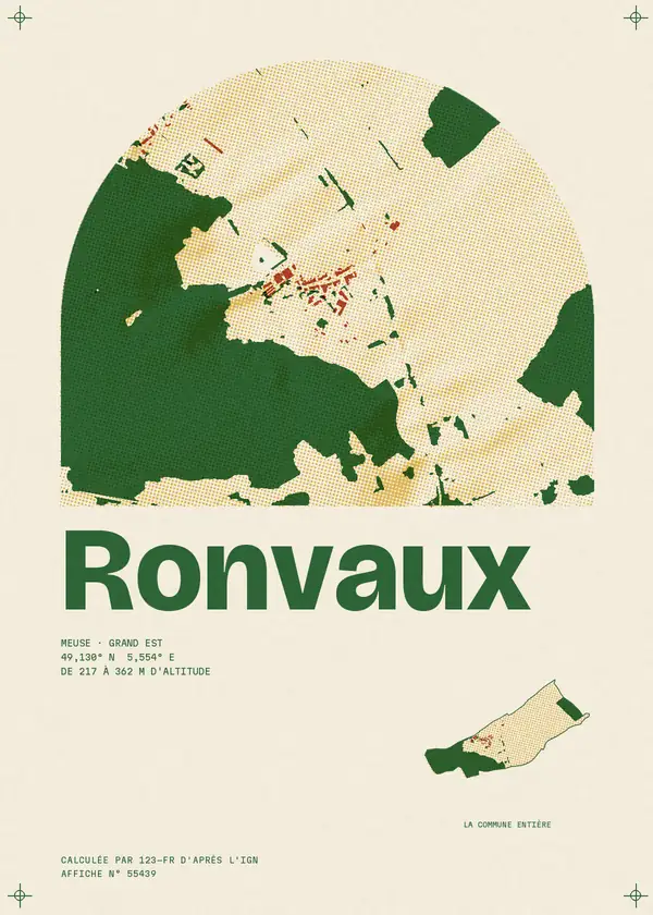 Affiche de Ronvaux, calculée par 123-fr d'après l'IGN