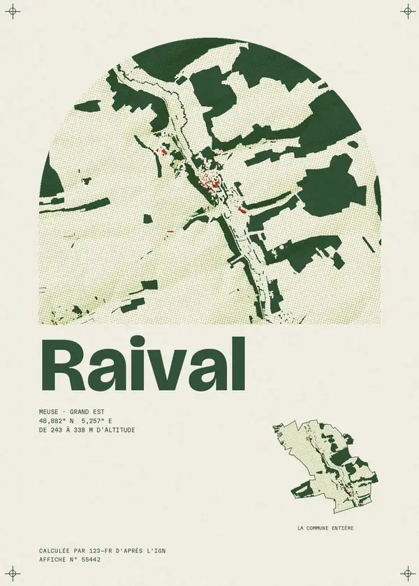 Affiche de Raival, calculée par 123-fr d'après l'IGN