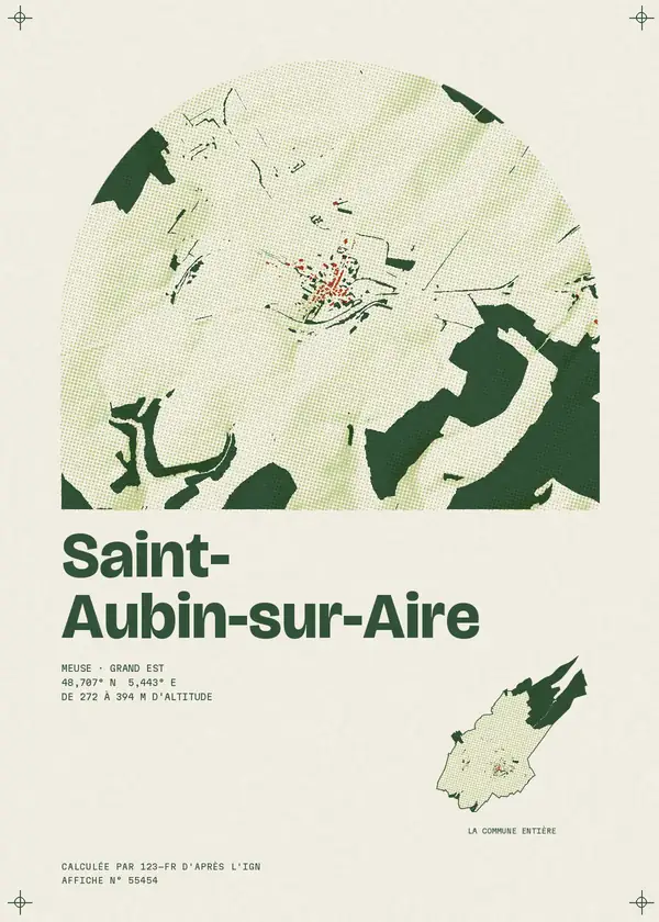 Affiche de Saint-Aubin-sur-Aire, calculée par 123-fr d'après l'IGN