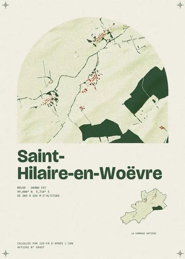 Affiche de Saint-Hilaire-en-Woëvre, calculée par 123-fr d'après l'IGN